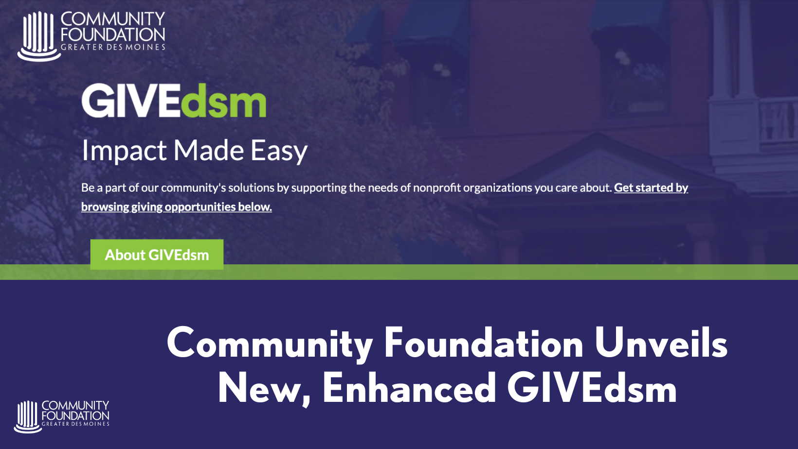 Community Foundation Unveils New, Enhanced GIVEdsm